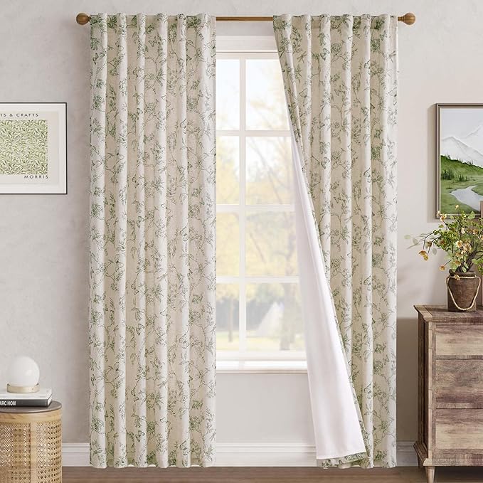 jinchan Floral Curtains Lined Linen Blend Curtain - Image 7