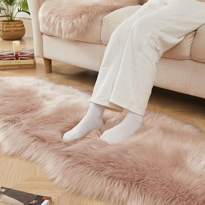 AMTOVO Faux Sheepskin Rug, 2 x 6 ft Faux Fur Rug - Image 9
