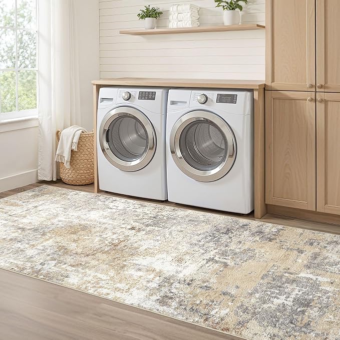 LOONGRUG Runner Rug 3x8 Washable Non-Slip Kitchen Neutral Modern Rug | Abstract - Image 7