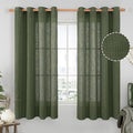 LAMIT Olive Green Sheer Linen Curtains 63 inch Length by LAMIT