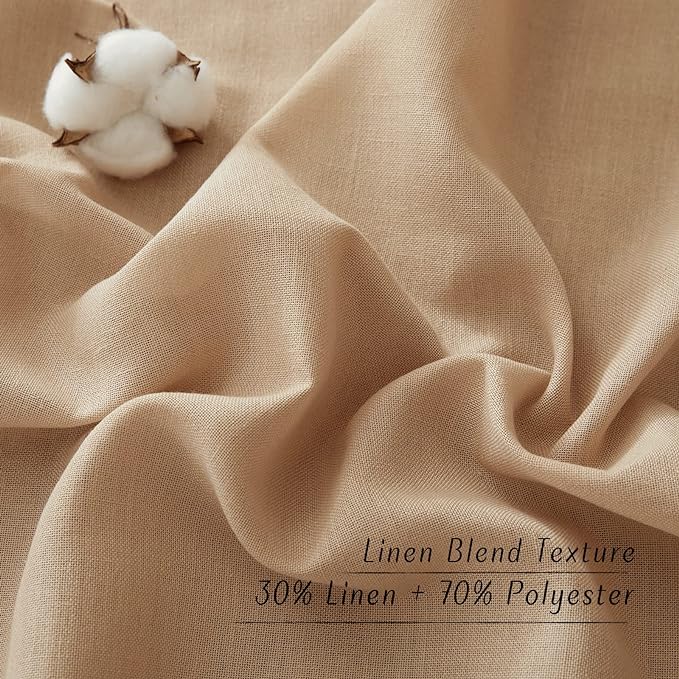 NICETOWN Camel Linen Kitchen Curtains 36 inch Length, Decorative Thick Flax - Image 6