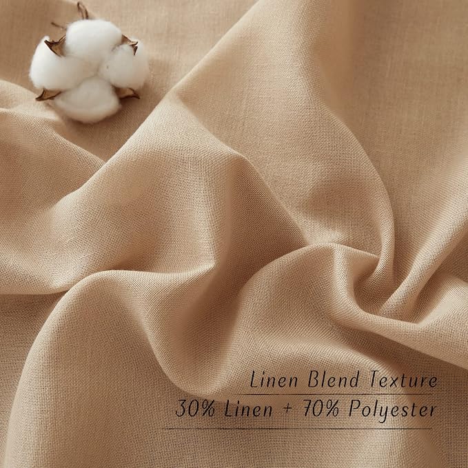 NICETOWN Camel Short Linen Curtains - Image 4