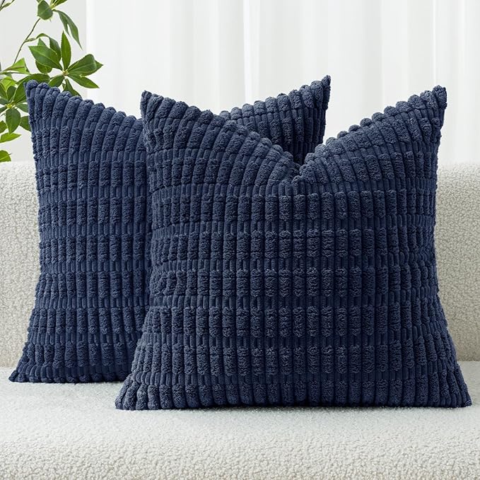 MIULEE Pack of 2 Corduroy Decorative Throw Pillow Covers 18x18 Inch Soft Boho by MIULEE