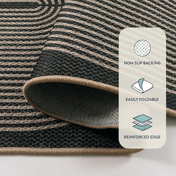 Lahome Modern Rainbow Easy Jute Carpet, Washable 5x7 Area Rugs - Image 4