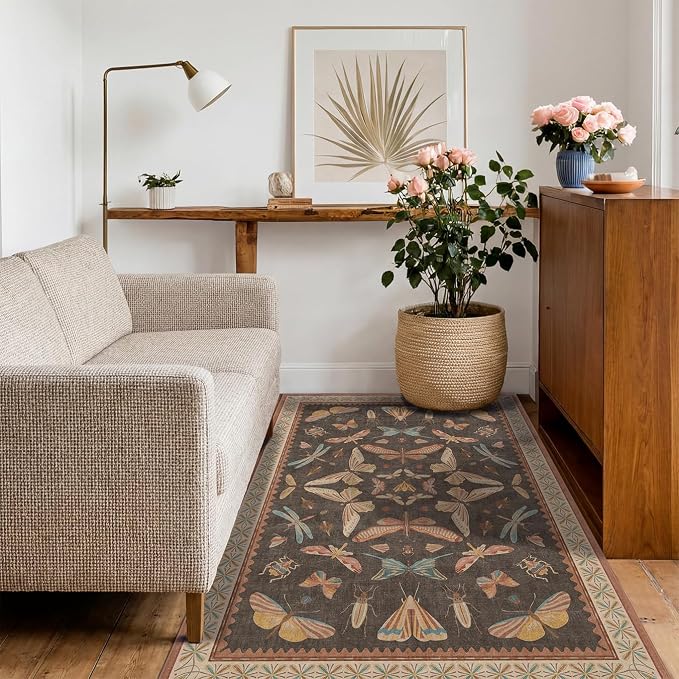 Brown Washable Area Rug for Living Room - Image 3