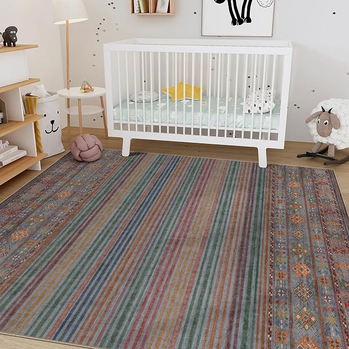 Nakagishi 8X10 Area Rugs Living Room: Washable Large Vintage Rug Neutral - Image 8