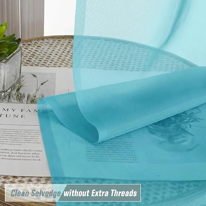 Sheer Curtains 84 Inches Long 2 Panels, Elegant Airy Transparent Light - Image 2