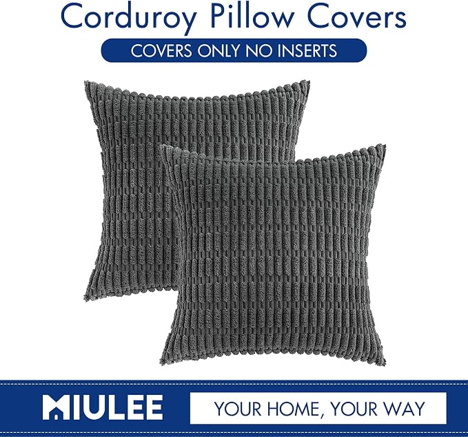 MIULEE Pack of 2 Corduroy Decorative Throw Pillow Covers 20x20 Inch Soft Boho - Image 6