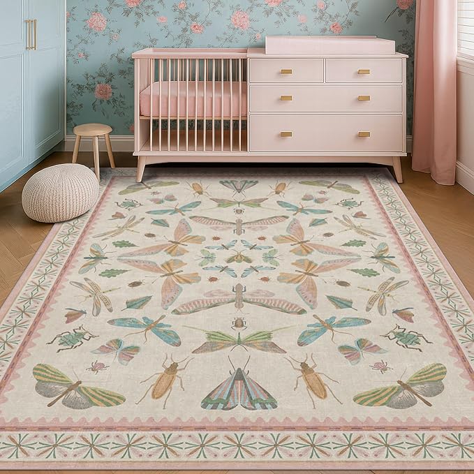 Hazo Haus Washable 5x8 Light Pink Rug - Image 6
