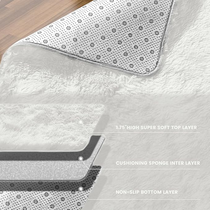 Large Area Rugs for Living Room, Super Luxury Soft Fluffy Modern Bedroom Rug - Image 4