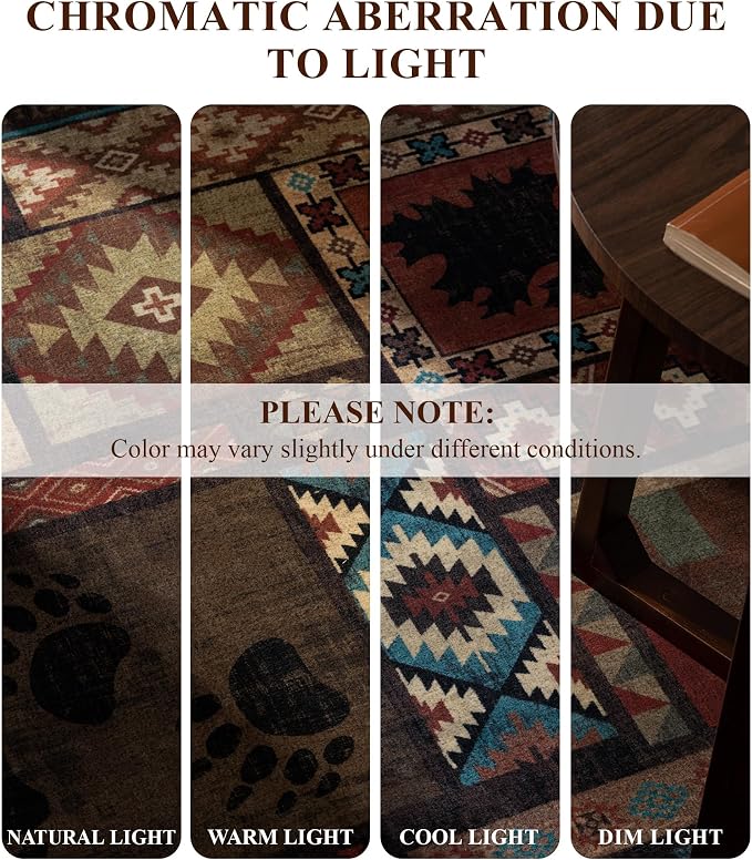 YIHOUSE Rustic Cabin Area Rug 6x9, Machine Washable Lodge Bear Rug, Non-Slip - Image 4