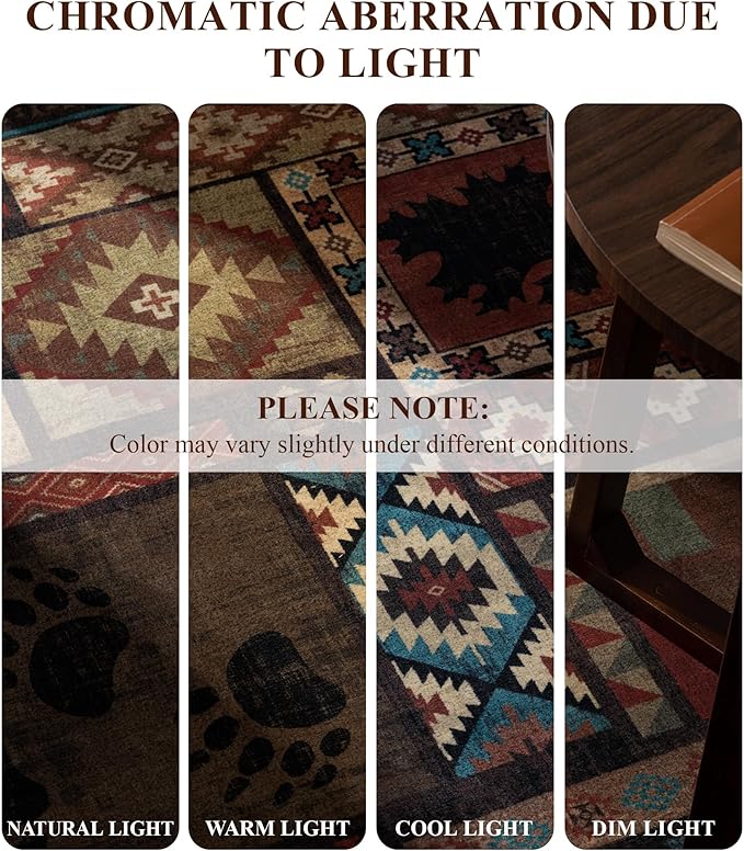YIHOUSE Rustic Cabin Area Rug 4x6, Machine Washable Lodge Bear Rug, Non-Slip - Image 3