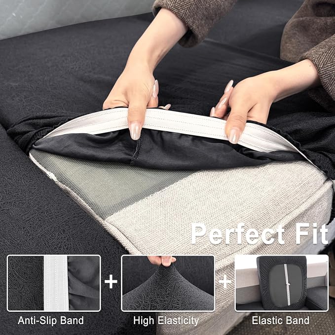 Leather Look Couch Cushion Covers Sofa Seat Slipcovers Sets Couches Furniture - Image 4