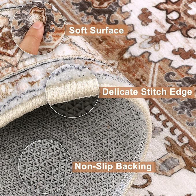 Yamaziot Washable Runner Rug, 2x8 Non-Slip Boho Vintage Hallway Rug Runner - Image 3
