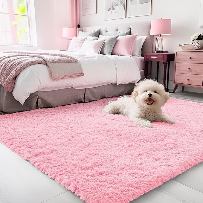 OLANLY 3x5 Machine Washable Small Bedside Rug, Soft Fluffy Shaggy Rugs by OLANLY