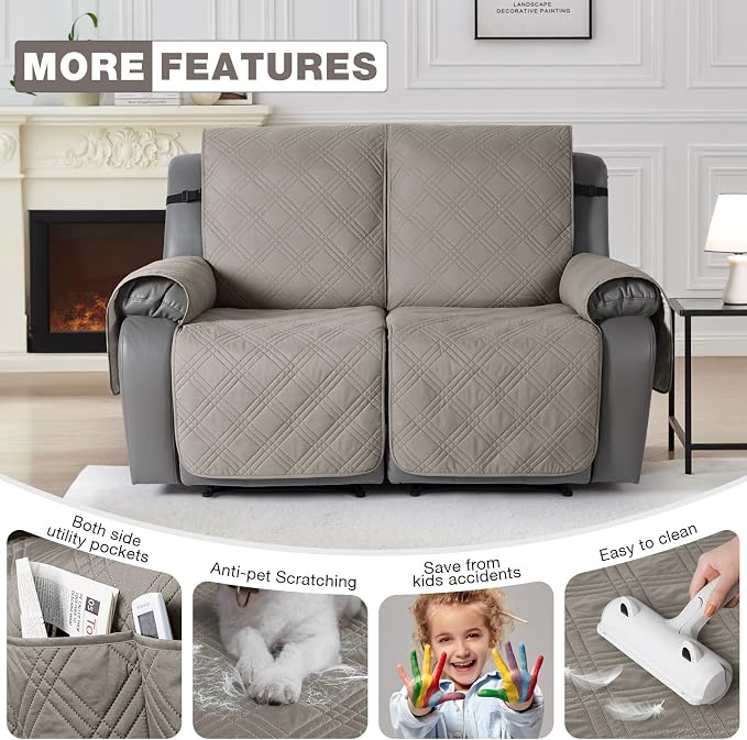 TAOCOCO 100% Waterproof Oversized Loveseat Recliner Cover, Non Slip Split Couch - Image 5