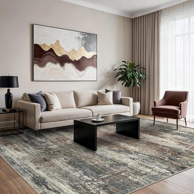 Area Rugs 5x7 for Living Room Bedroom, Modern Abstract Machine Washable Rug - Image 2