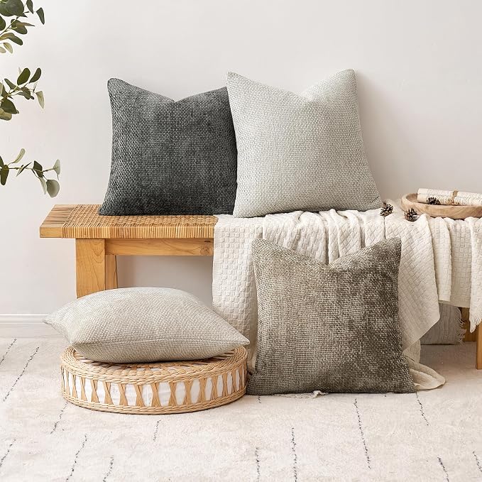 MIULEE Pack of 2 Couch Throw Pillow Covers 18x18 Inch Grey-White Modern Boho - Image 4
