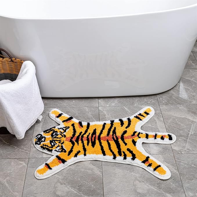 Tiger Print Rug, Animal Printed Small Area Rugs Faux Cowhide Skin Leather - Image 6