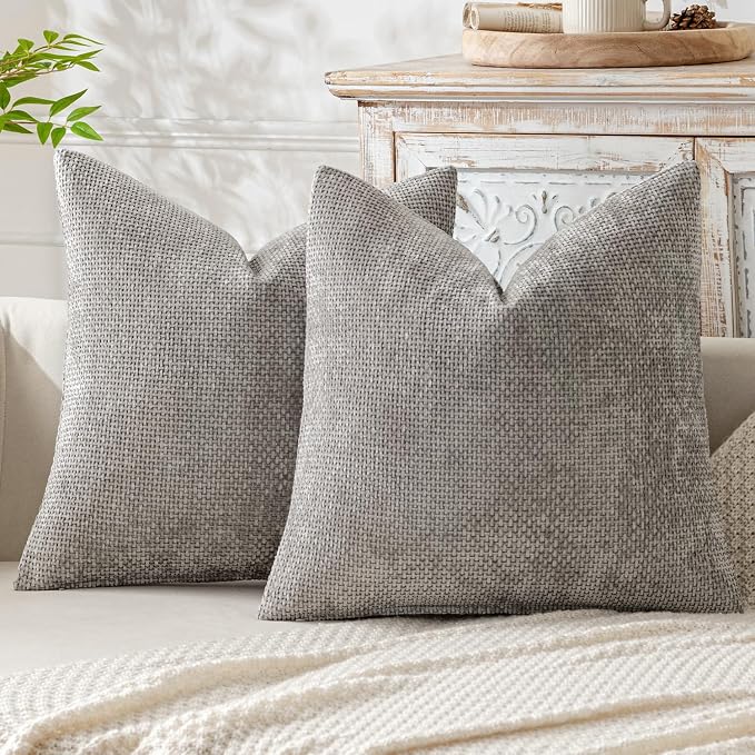 MIULEE Pack of 2 Couch Throw Pillow Covers 18x18 Inch Light Gray Modern Boho by MIULEE