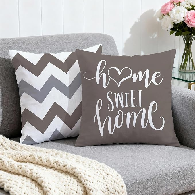 Hexagram Geometric Grey Pillow Covers 18x18 Set of 4, Decorative Outdoor Boho - Image 2