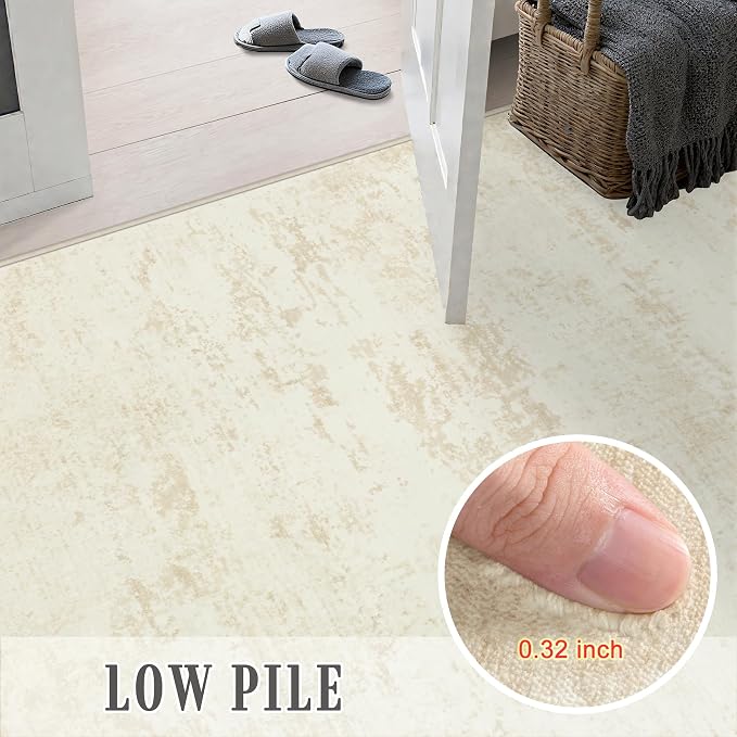 2x6 Washable Runner Rug：Modern Abstract Kitchen Soft Carpet Beige | - Image 9