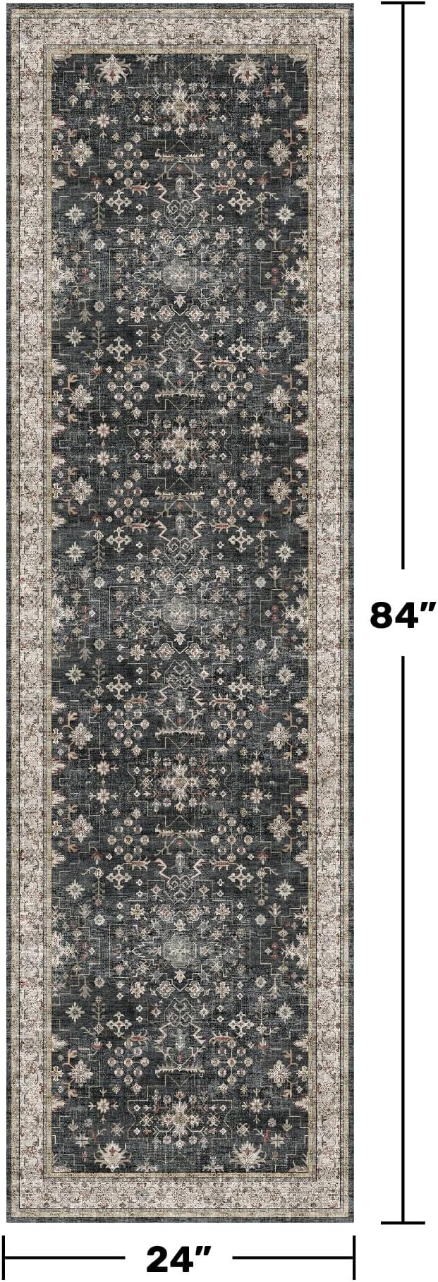 Black 2x7 Long Runner Rugs for Entryway, Throw Runners for Kitchen Hallway - Image 2