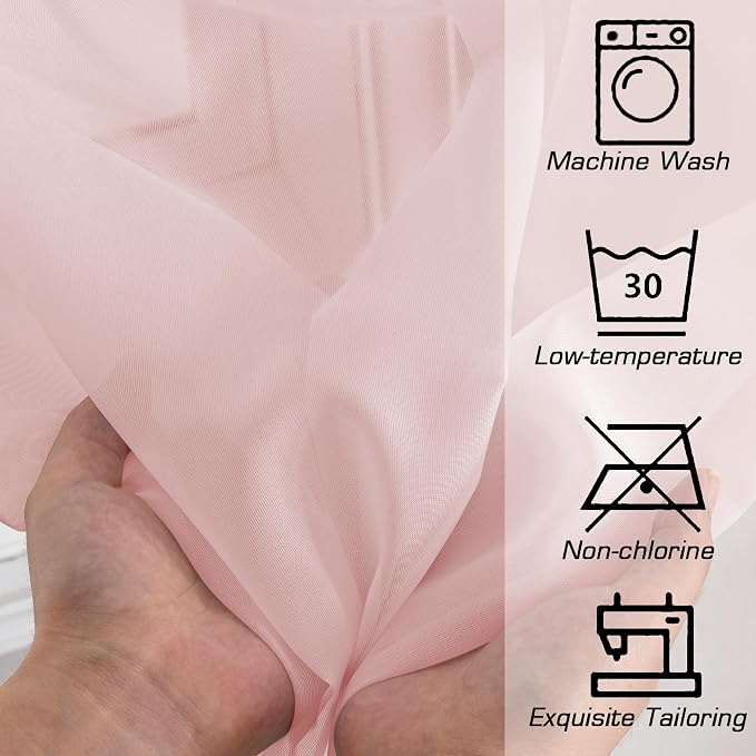 Simplebrand Blush Sheer Curtains 84 Inches Long, Light Filtering Rod Pocket - Image 6