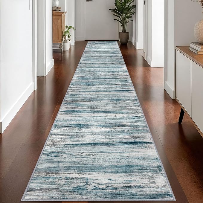 KOZYFLY Modern Abstract Hallway Runner Rug, 2.6x16 Washable Rug Runner Non-Slip by KOZYFLY