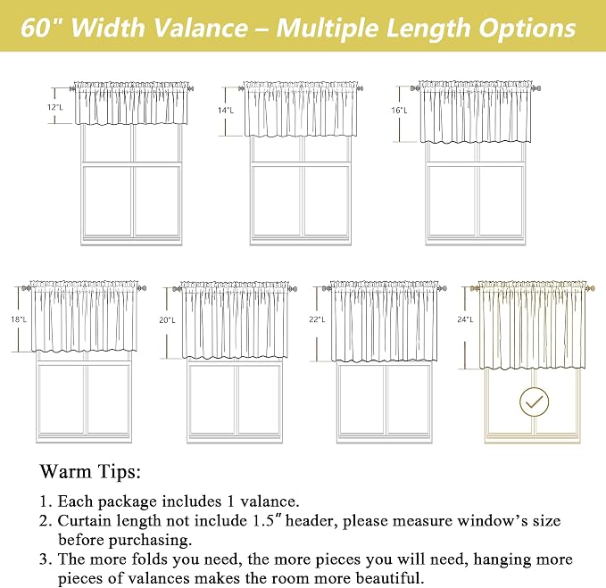 Blush Pink Valances for Windows, Light Filtering Faux Linen Textured Small - Image 3