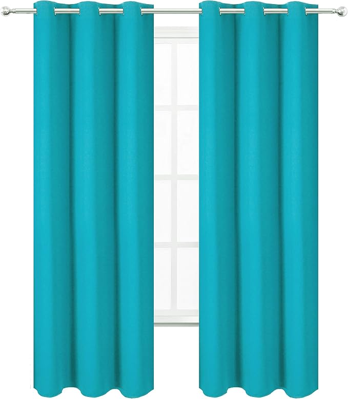 LEMOMO Teal Blackout Curtains 34 x 84 Inch Length/Set of 2 Curtain - Image 2