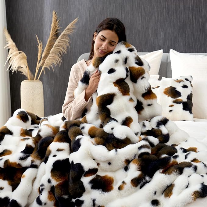 Cozy Bliss Cow Print Faux Fur Throw Blanket - Image 7
