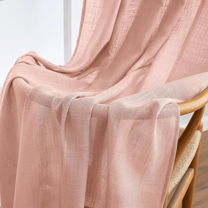 MIULEE Blush Pink Linen Curtains 96 Inches Long 2 Panels - Image 6