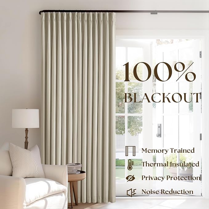 Burlywood Birch 100% Blackout Pinch Pleated Linen Curtains 84 Inches Long | - Image 3