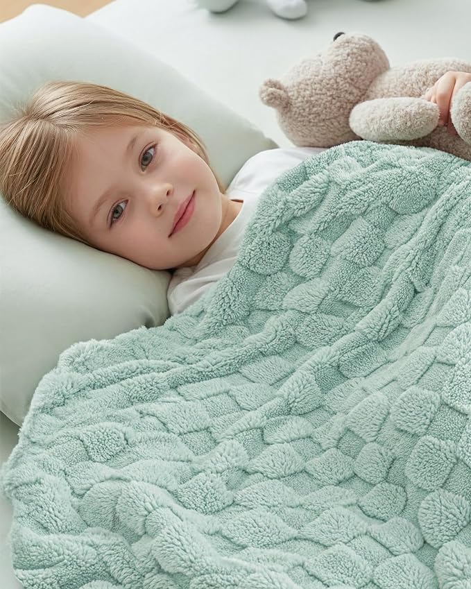 Utopia Bedding Sage Green Checkered Fleece Throw Blanket - Image 8