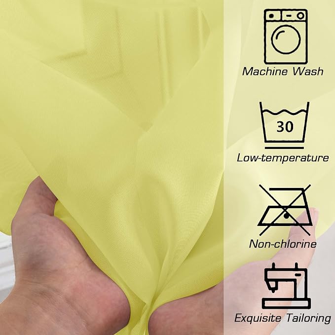 Simplebrand Lemon Sheer Curtains 96 Inches Long, Light Filtering Rod Pocket - Image 7