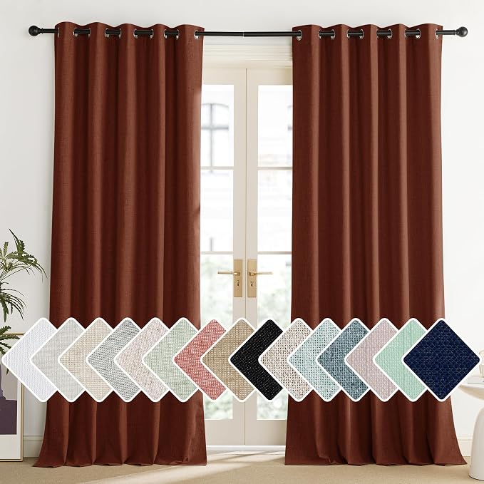 NICETOWN 100% Absolutely Blackout Linen Curtains - Image 2