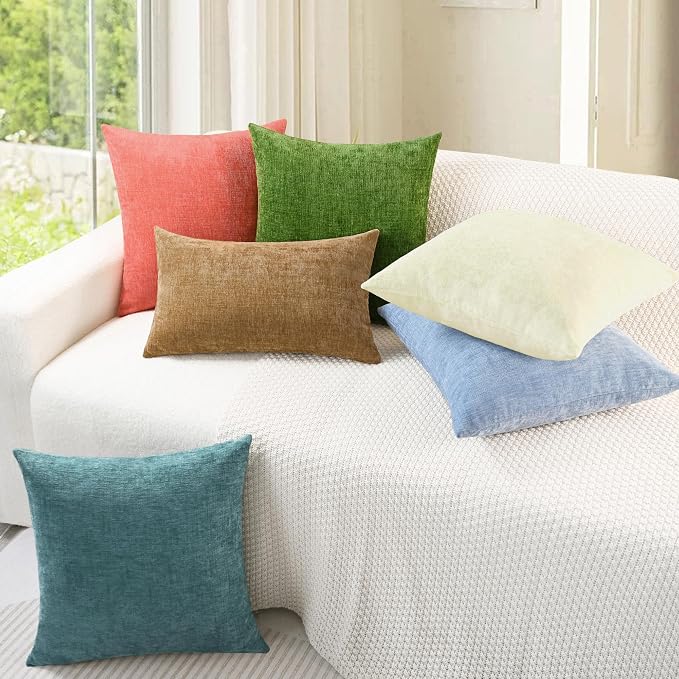 CaliTime Throw Pillow Covers Decorative 26 X 26 Inches Pack of 2 Cozy Chenille - Image 4