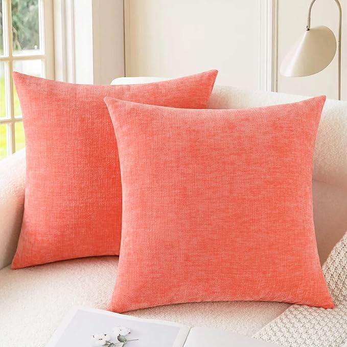 CaliTime Throw Pillow Covers Decorative 18 X 18 Inches Pack of 2 Cozy Chenille by CaliTime