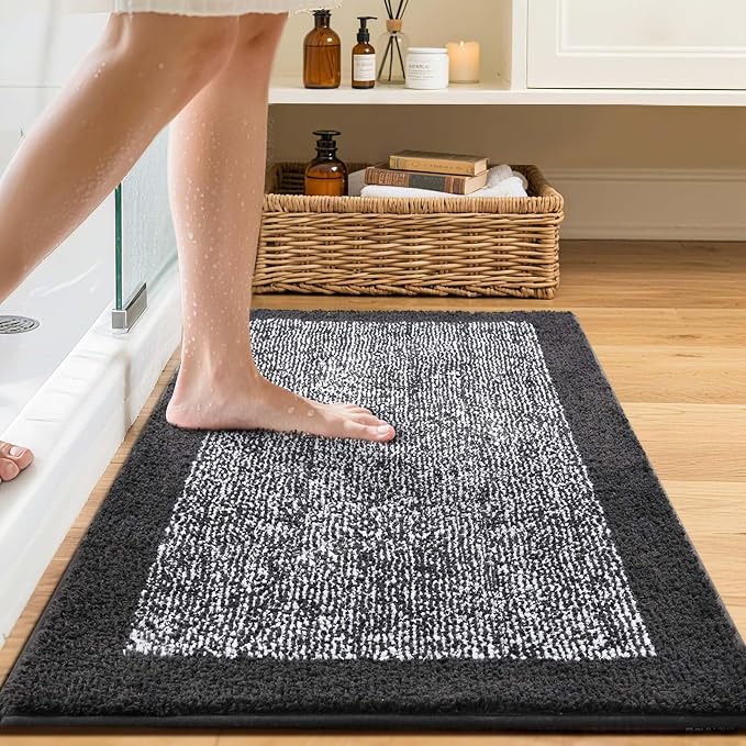 Bathroom Rugs 30x20 Non Slip Washable, Dark Grey Bath Mat - Image 2