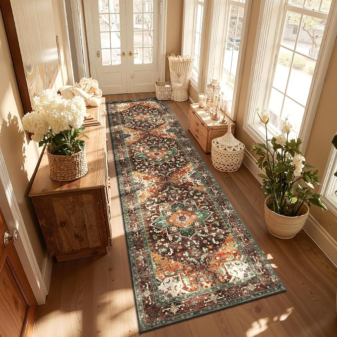 Yamaziot Washable Runner Rug, 3x12 Non-Slip Boho Vintage Hallway Rug Runner - Image 6