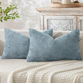 MIULEE Pack of 2 Lumbar Couch Throw Pillow Covers 20x12 Inch Coastal Smoke Blue by MIULEE