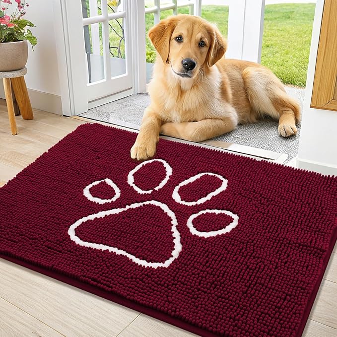 Smiry Dog Door Mat for Muddy Paws, Absorbent Dirt Trapper Non Slip Quick Dry by Smiry