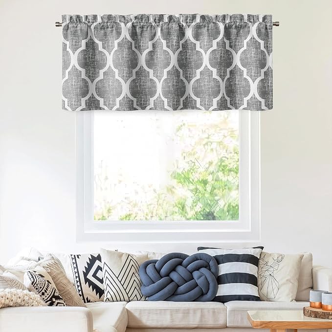 Beauoop Lattice Blackout Window Valance Curtain Panels Thermal Insulated Noise - Image 2