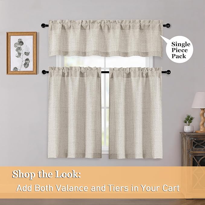 OWENIE Linen Valances for Windows 1 Pcs 20 Inch Length, Light Filtering - Image 6
