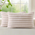decorUhome Summer Cozy Faux Fur Throw Pillow Covers 12x20 Set of 2 Decorative by decorUhome