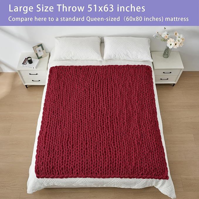 Bigacogo Chunky Knit Throw Blanket - Image 5