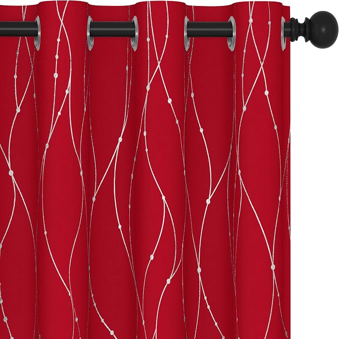 Deconovo Christmas Curtains, Thermal Insulated Noise‑Reduced Drape, Wave Line - Image 2