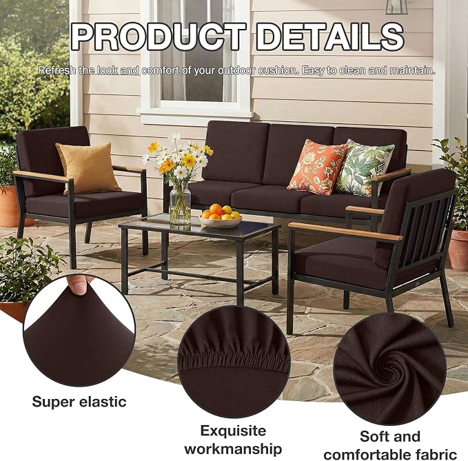 hyha 14Pcs Patio Cushion Covers, Stretch Outdoor Couch Cushion Covers - Image 3