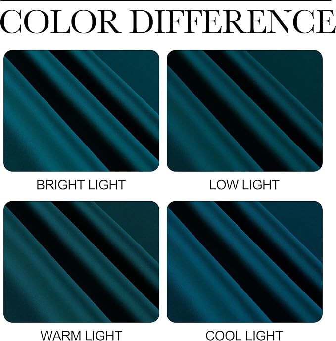 NICETOWN Teal Blackout Cafe Faux Silk Curtains - Image 5